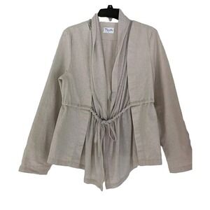 PURITY Cardigan Open Front Womens  M Long Sleeve Shawl Jacket Linen Blend